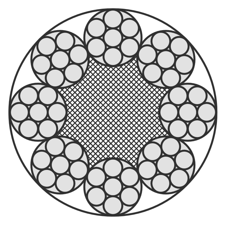 Edelstahlseil 10,0mm 8x7+PP (halbweich) - 9,8m
